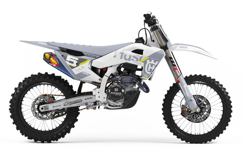 MIST Grey Husqvarna Full Graphics Kit designed and manufactured by SKDA Moto Creative.