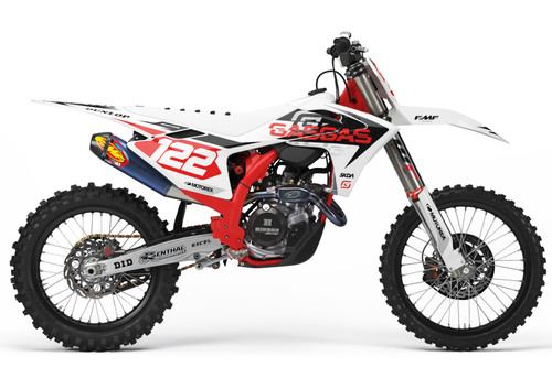 LIFTOFF White GasGas Full Graphics Kit designed and manufactured by SKDA Moto Creative.