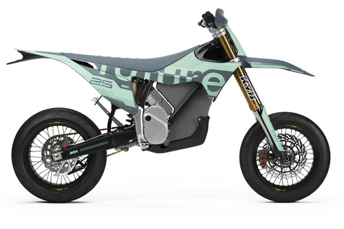 REVOLT Grey/Mint Stark Varg Full Graphics Kit designed and manufactured by SKDA Moto Creative.