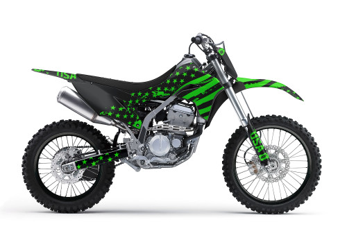 NEMESIS KLX/KDX Full Graphics Kit designed and manufactured by SKDA Moto Creative.