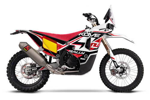 NOMAD Red Kove 450 Rally Full Graphics Kit designed and manufactured by SKDA Moto Creative.