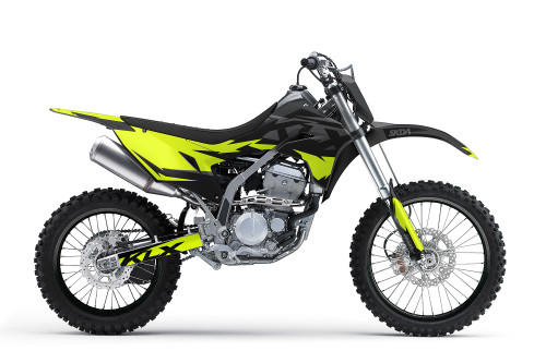 NEMESIS NEON KLX/KDX Full Graphics Kit designed and manufactured by SKDA Moto Creative.