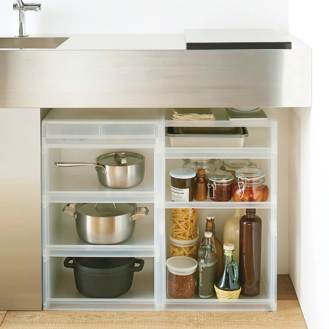 Inside a cabinet
