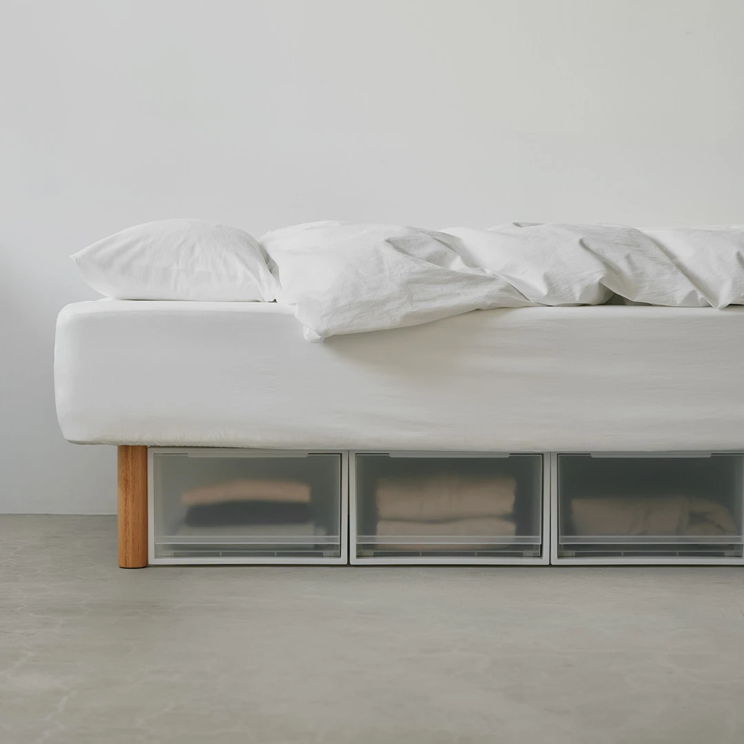 Under a MUJI bed