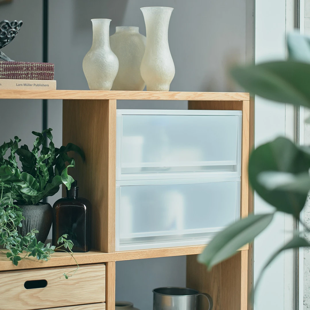 On a MUJI Stacking Shelf 
