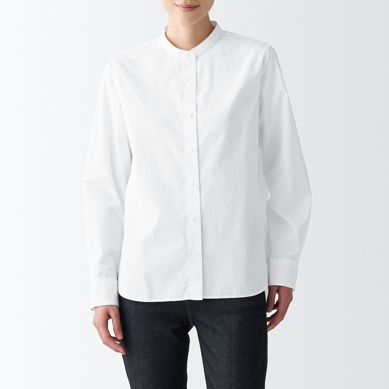 Women's Broad Cotton Stand Collar Shirt SS23 | MUJI