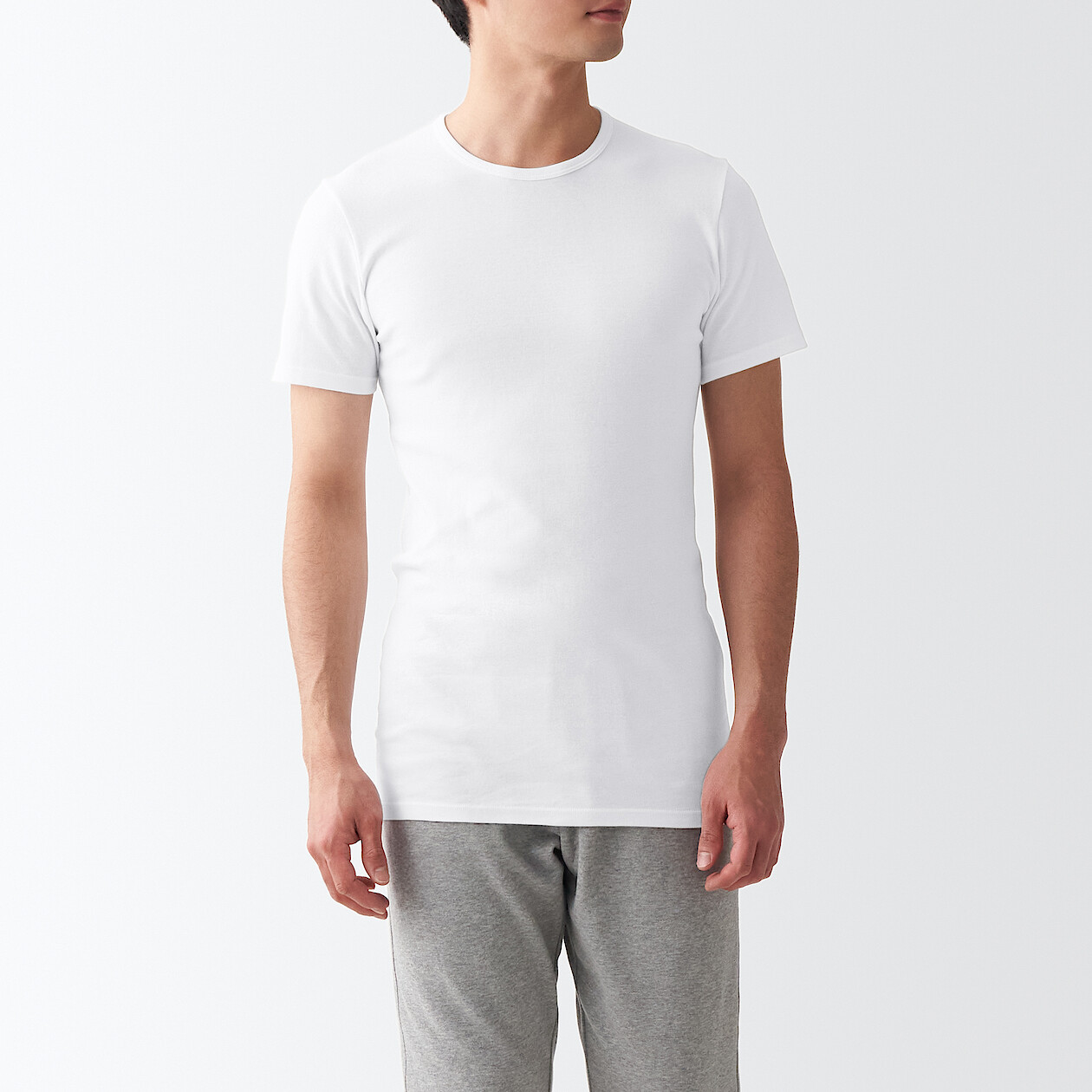 Men's Side Seamless Ribbed Crew Neck T‐Shirt (2 pack) MUJI