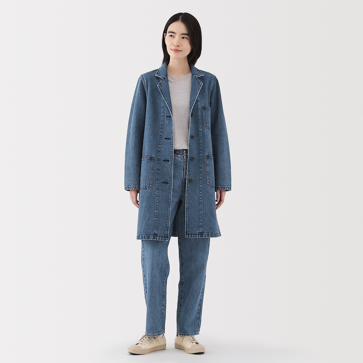 Women's Kapok Blend Denim Coat | MUJI