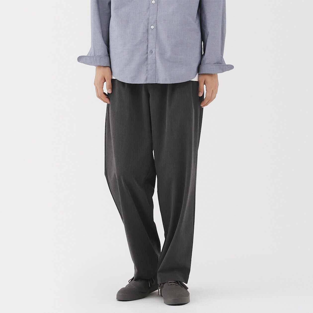 Men's Quick Dry Pleated Wide Leg Trousers | MUJI