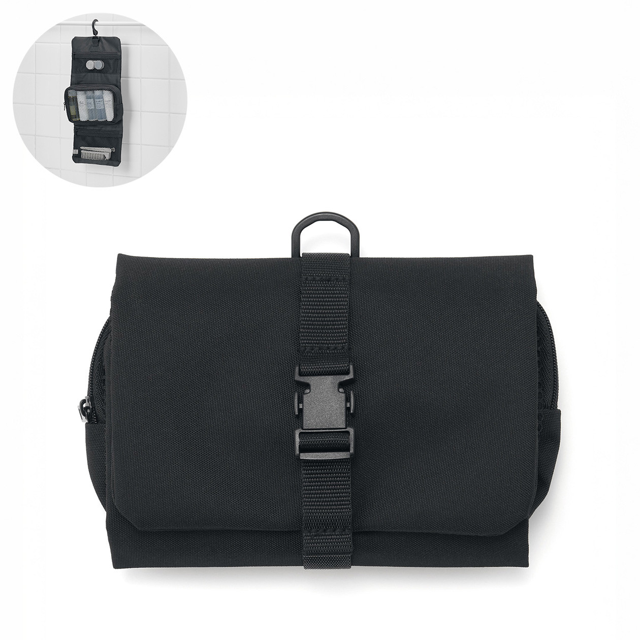 Hanging Toiletry Bag With Detachable Pouch (Black - One Size)
