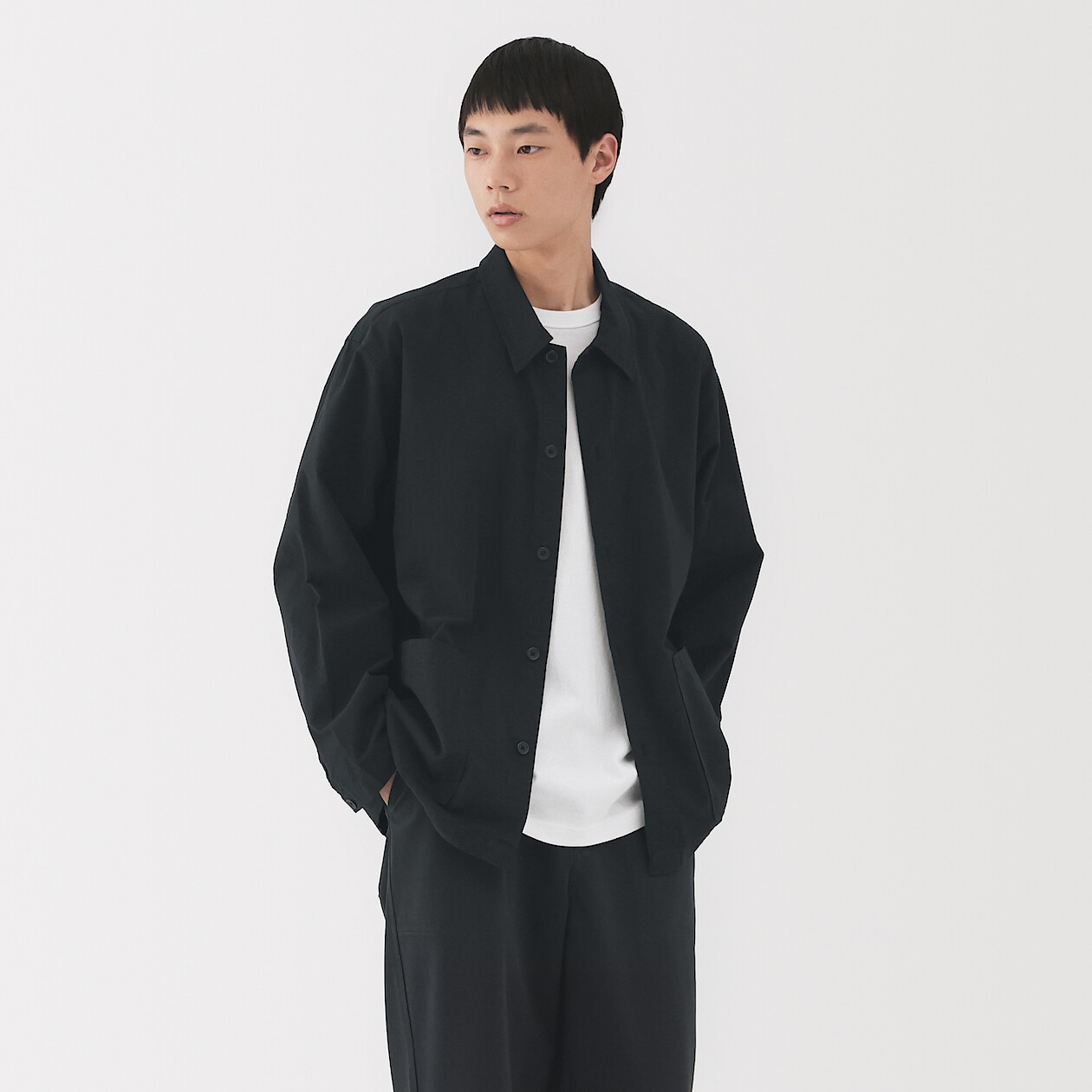 Men's Washed Broad Cotton Shirt Jacket | MUJI