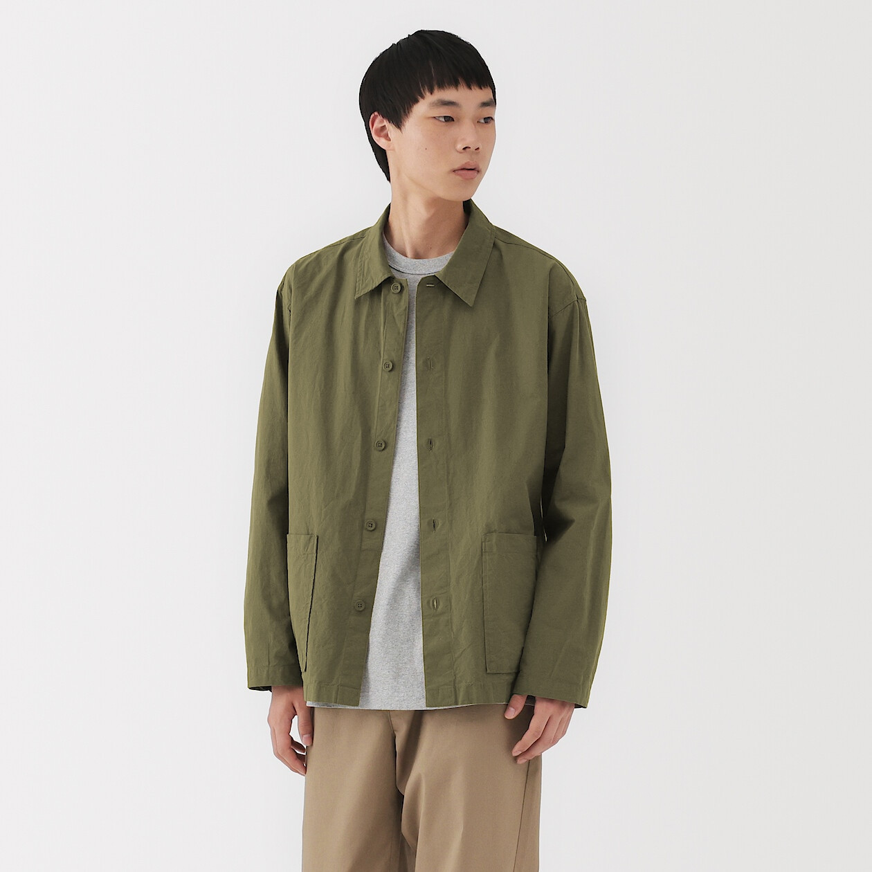Men's Washed Broad Cotton Shirt Jacket | MUJI