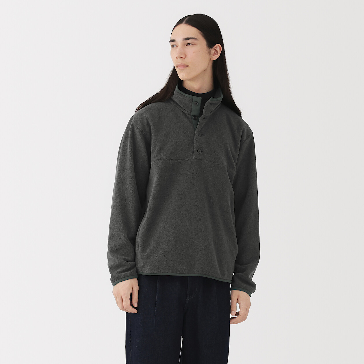 Men's Recycled Polyester Fleece Pullover | MUJI Men's Recycled Polyester Fleece Pullover | MUJI