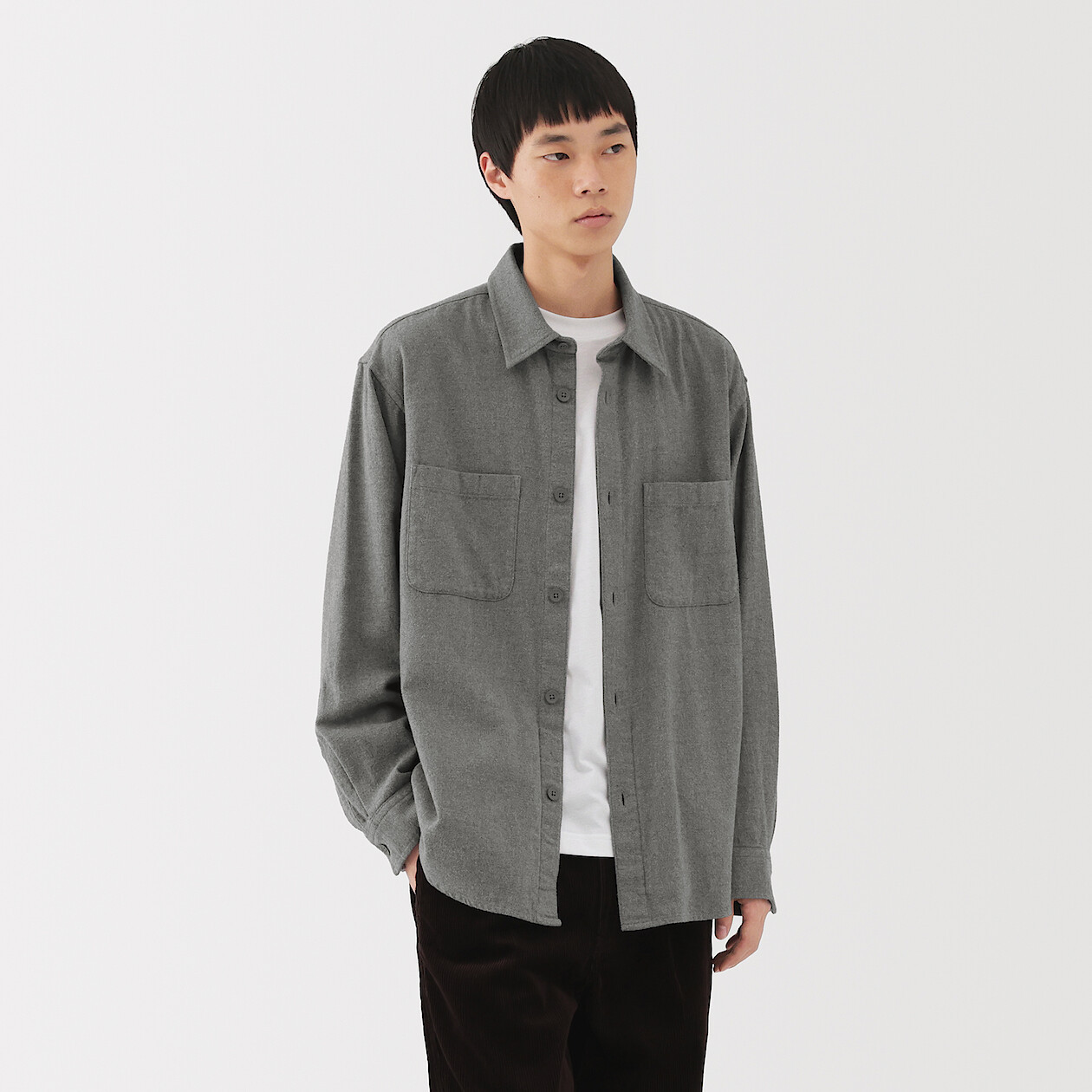 Men's Brushed Flannel Shirt Jacket | MUJI