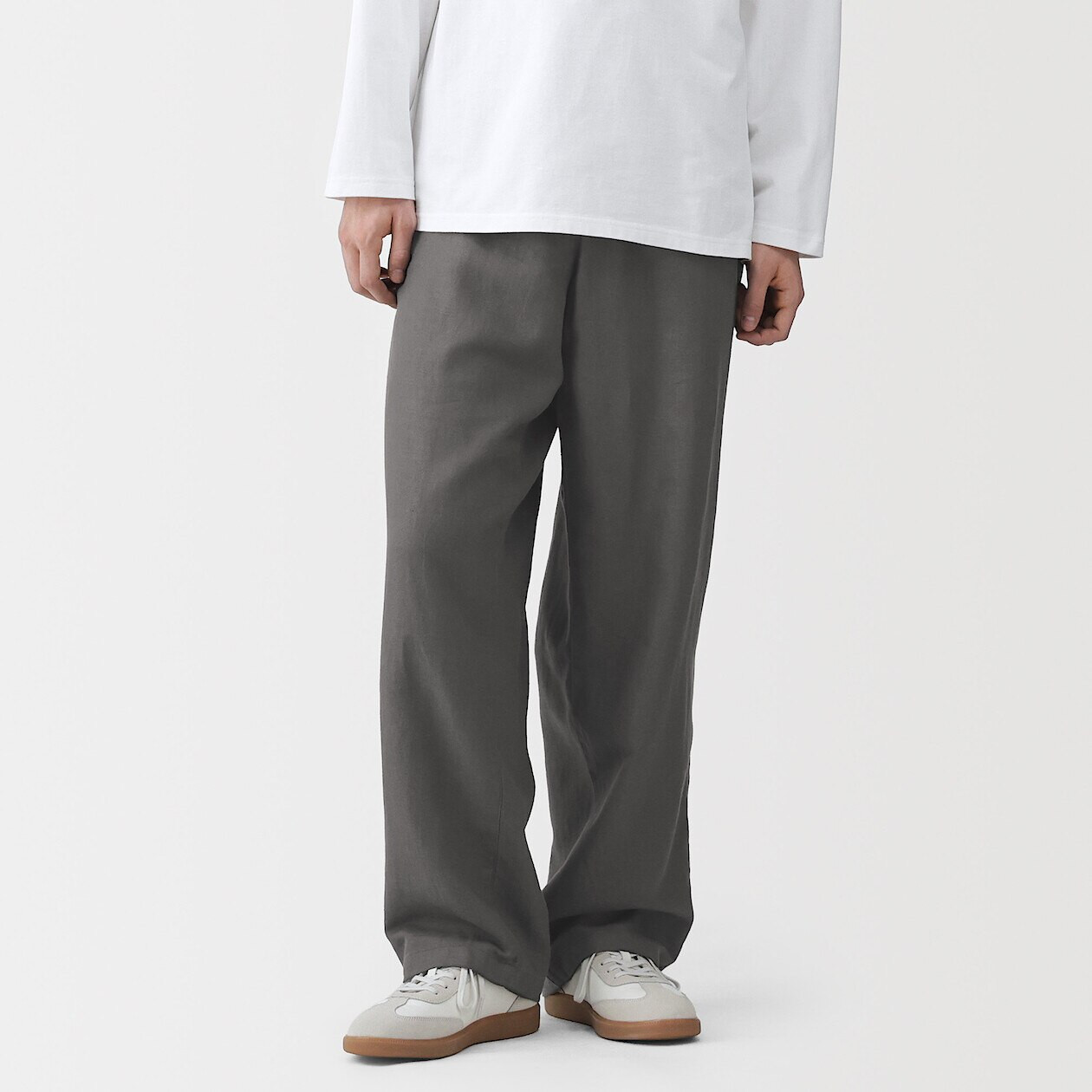 Men's Hemp Blend Twill Straight Leg Trousers | MUJI