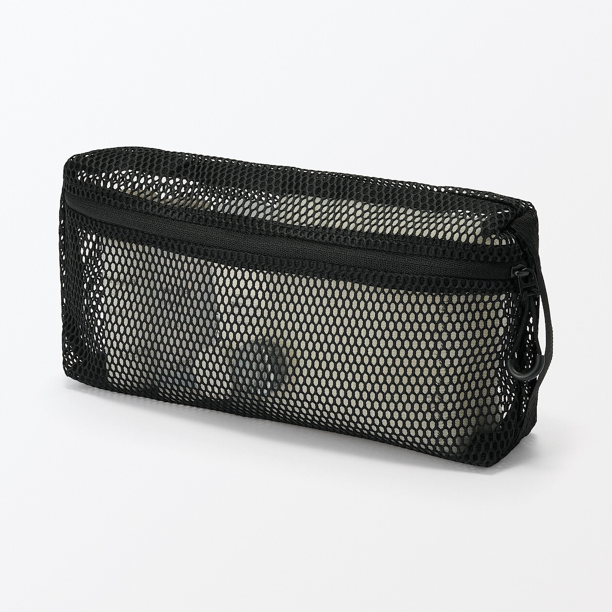 Polyester Mesh Travel Bag with Zip ‐ Medium (Black - M)