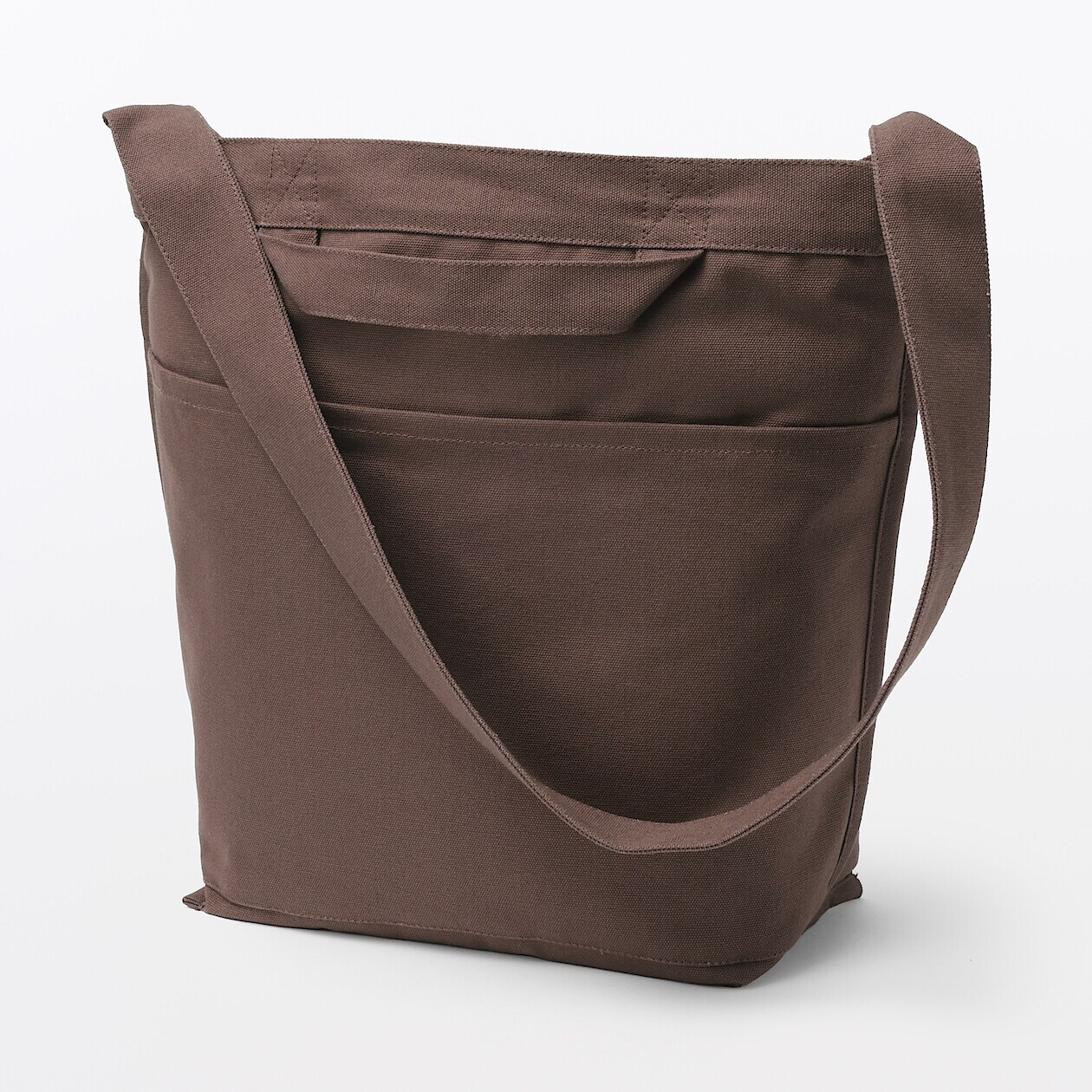 Cotton Canvas Shoulder Tote Bag (Mocha Brown - One Size)