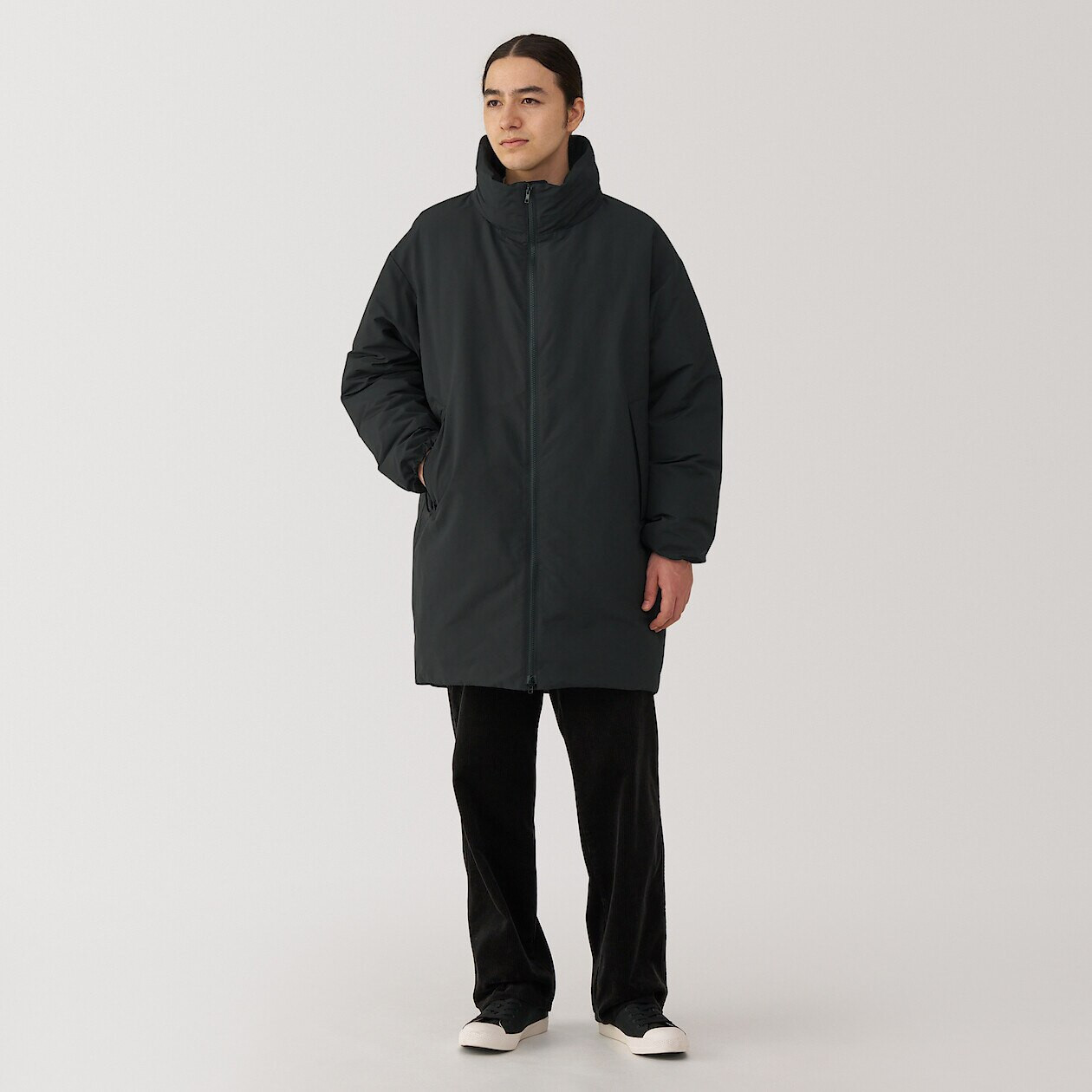 Men's Down Stand Collar Long Coat | MUJI