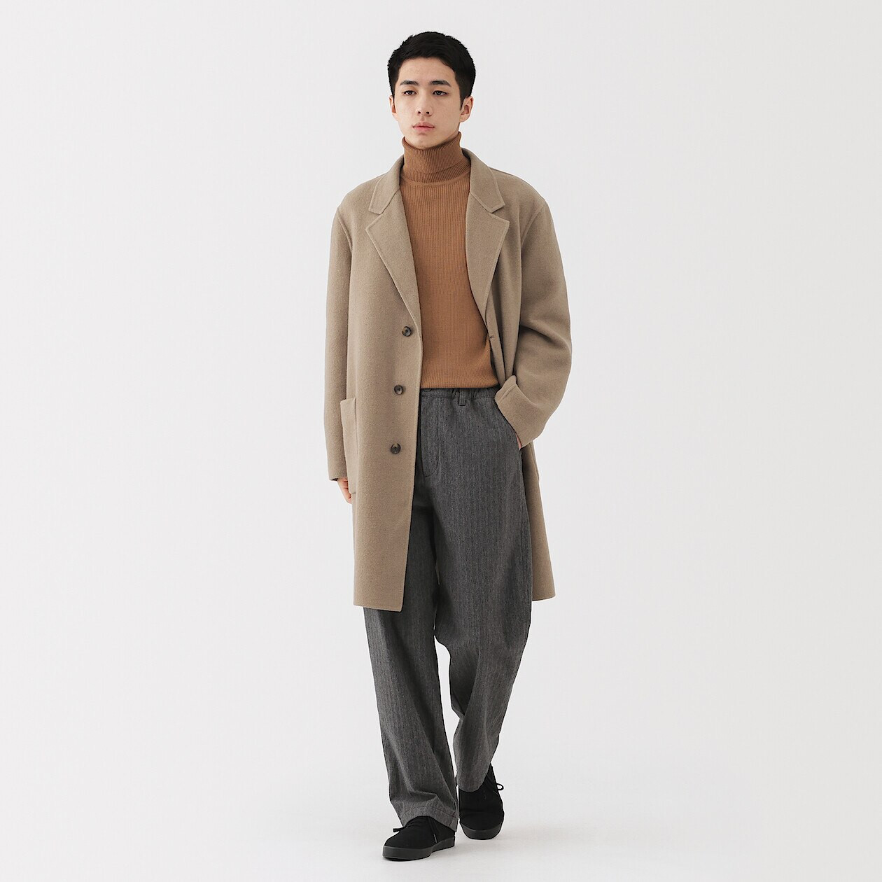 Men's Merino Wool Blend Chesterfield Coat | MUJI