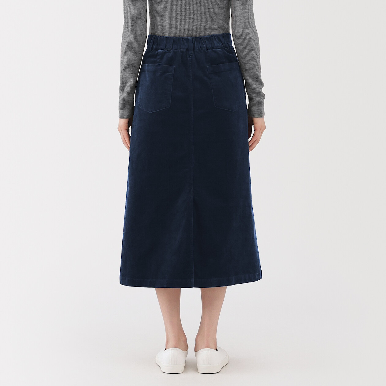 Women's Stretch Corduroy High‐Waisted Midi Skirt | MUJI