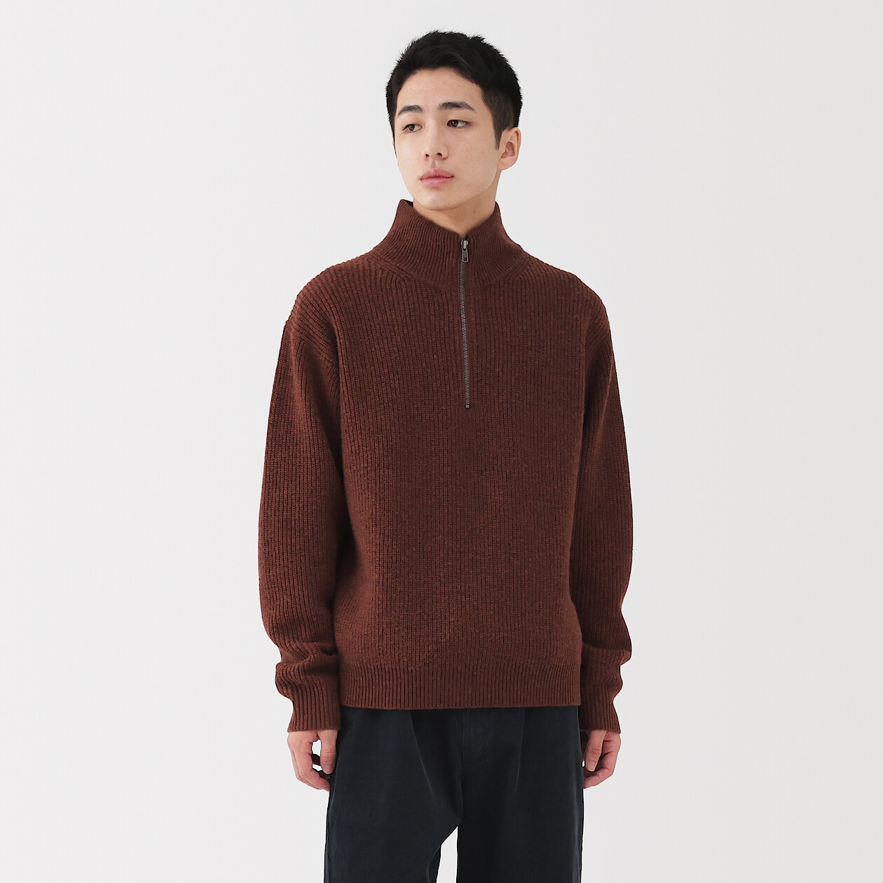 F/W1992 Y’s - Shoulder-Zip Knit Sweater Men's Medium Knit Ribbed Half-Zip Jumper | MUJI