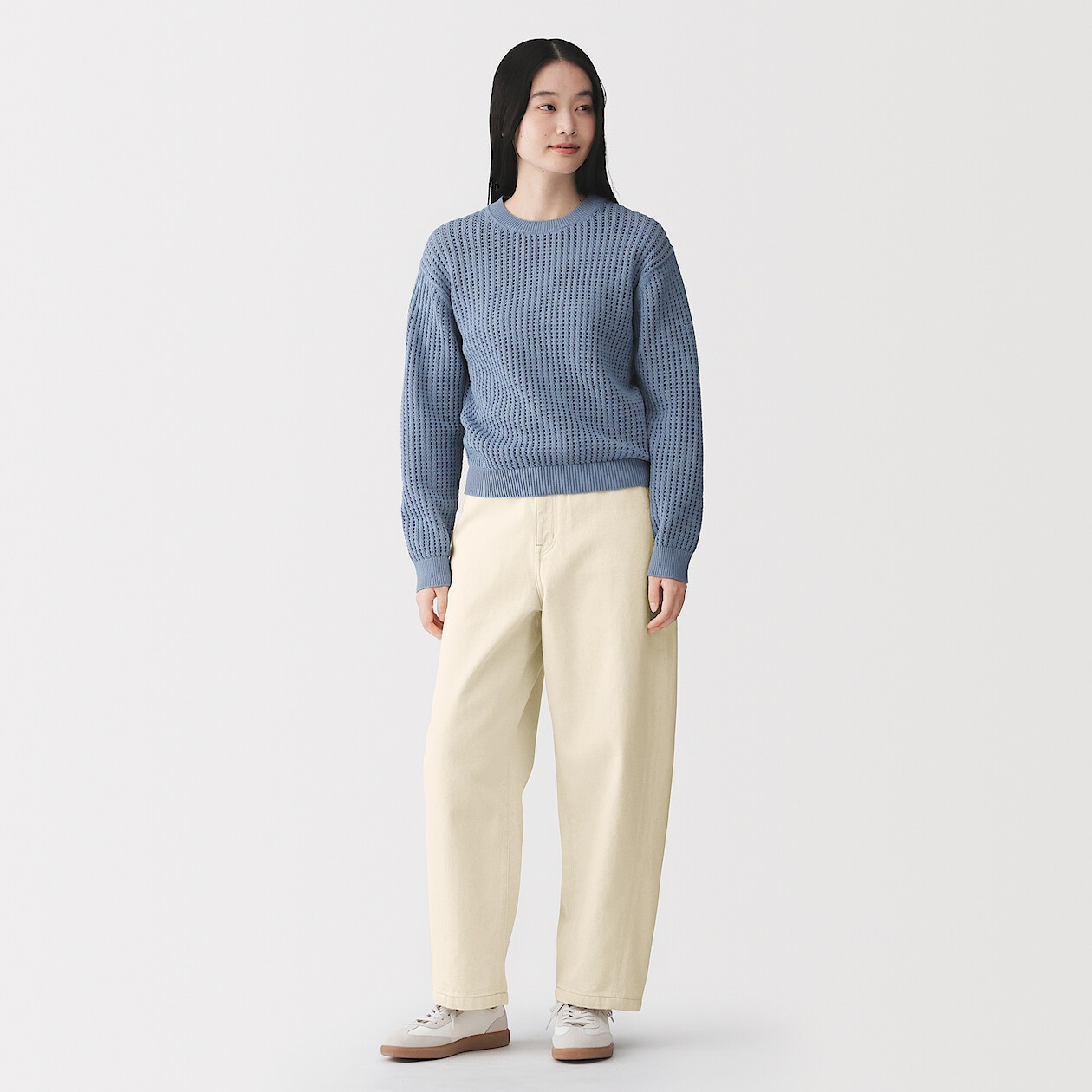 Women's Kapok Blended Denim Cocoon Trousers | MUJI