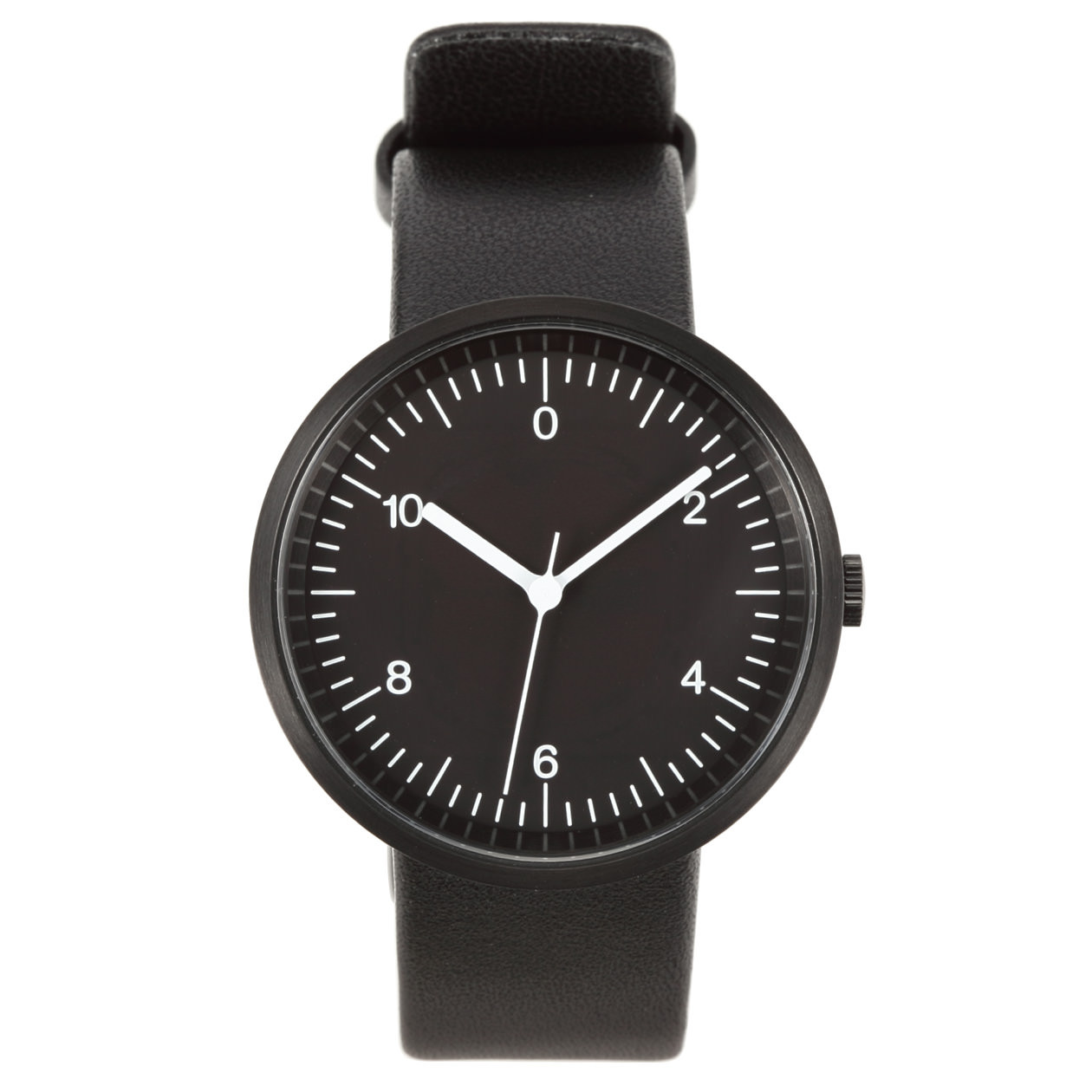 Wall Clock Shaped Watch With Leather Band | MUJI