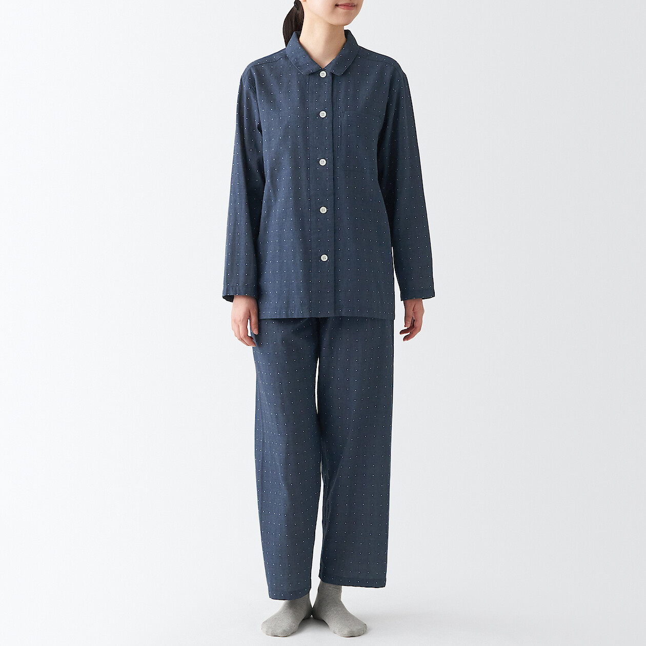 Women's Side Seamless Double Gauze Dot Pyjamas MUJI