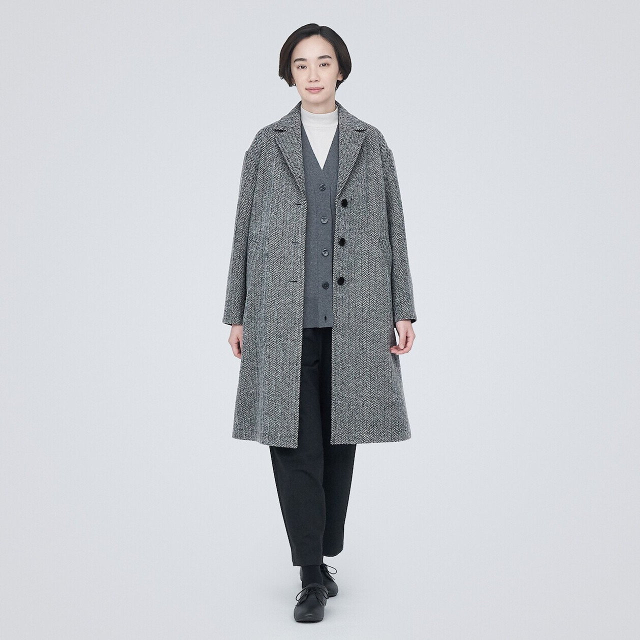 ジャケット・アウター HAND MADE herringbone over wool coat Herringbone Wool Coat in Beige - in the windsor. Online-Shop