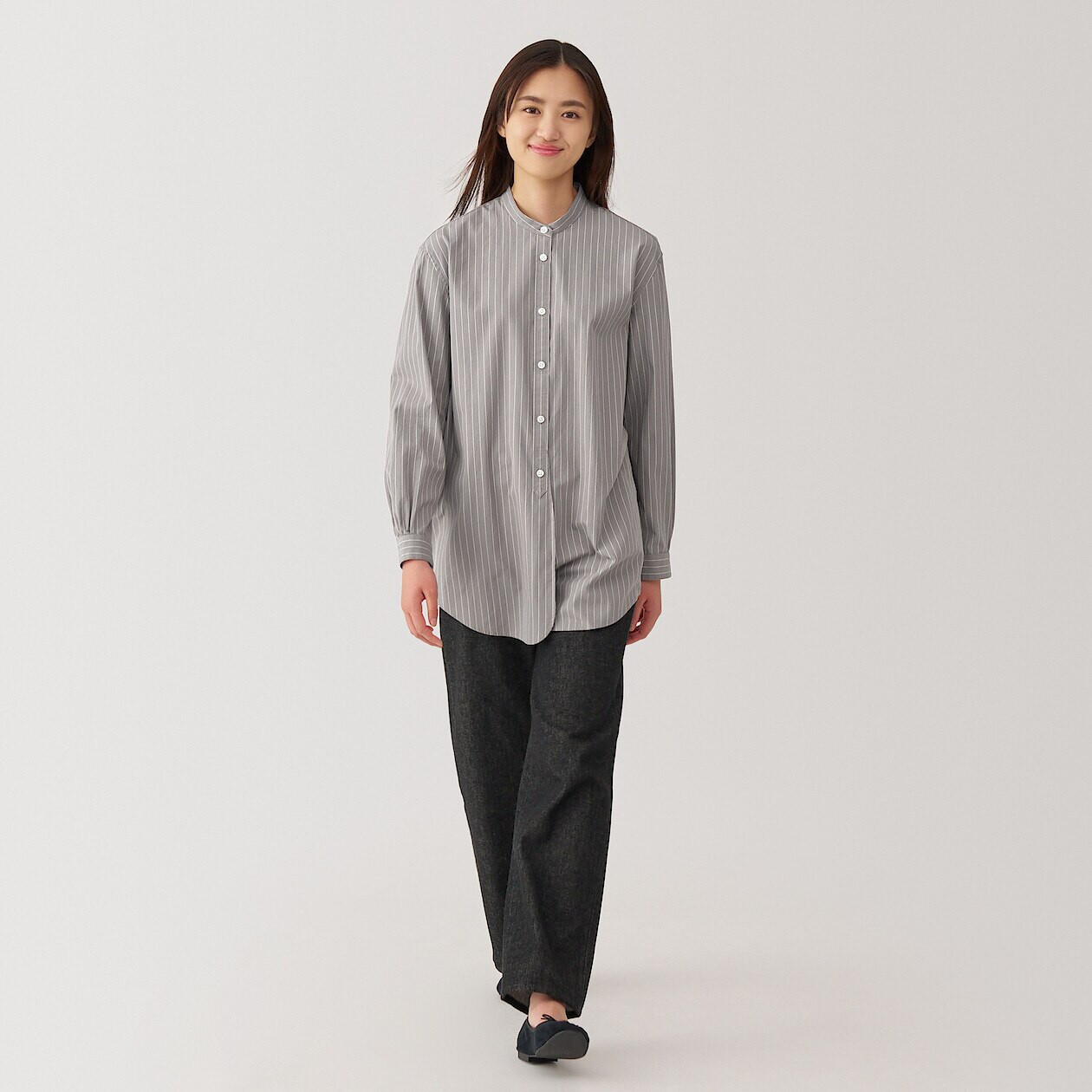 Women's Broad Cotton Stand Collar Shirt 19296 | MUJI