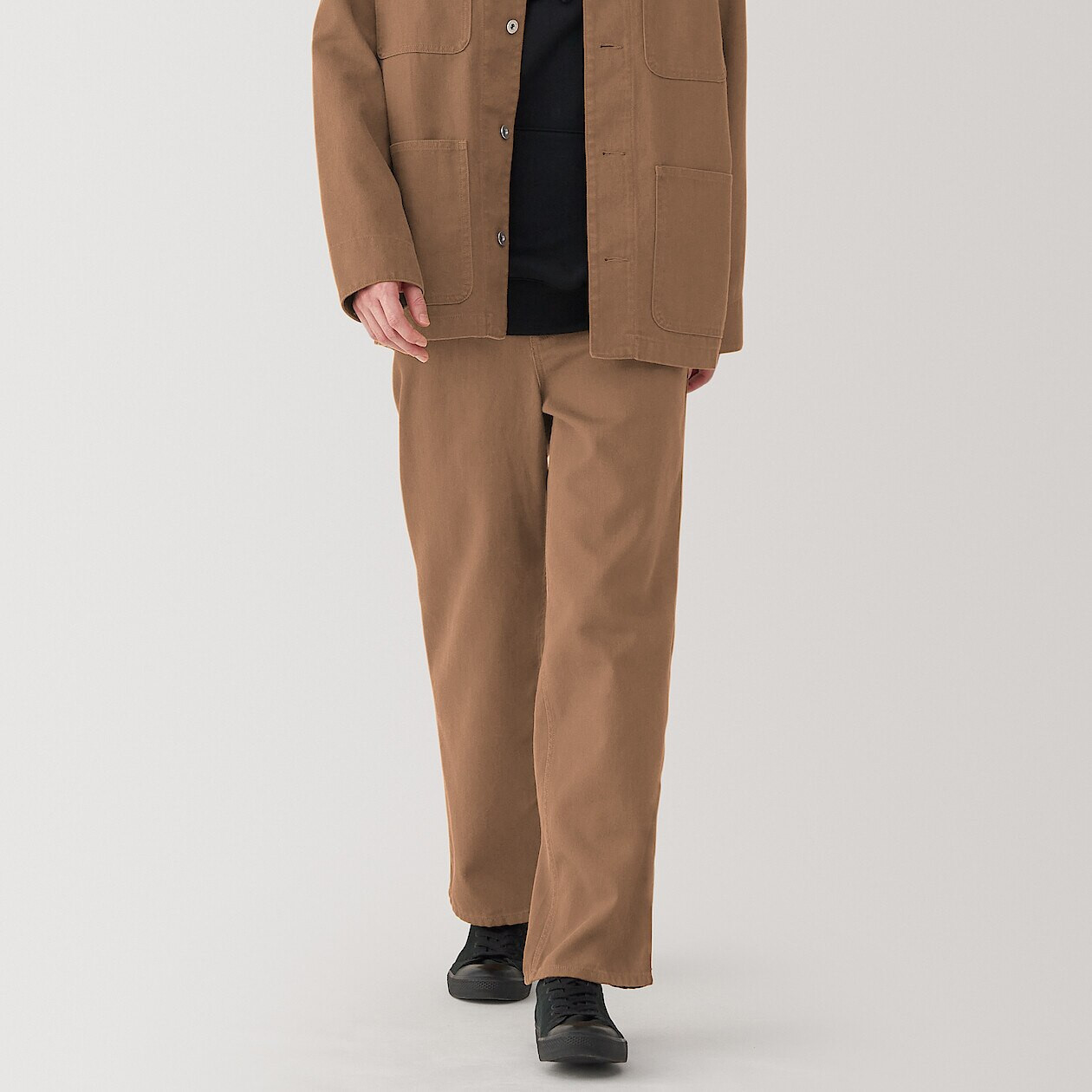 Men's Kapok Blend Canvas Wide Leg Trousers | MUJI