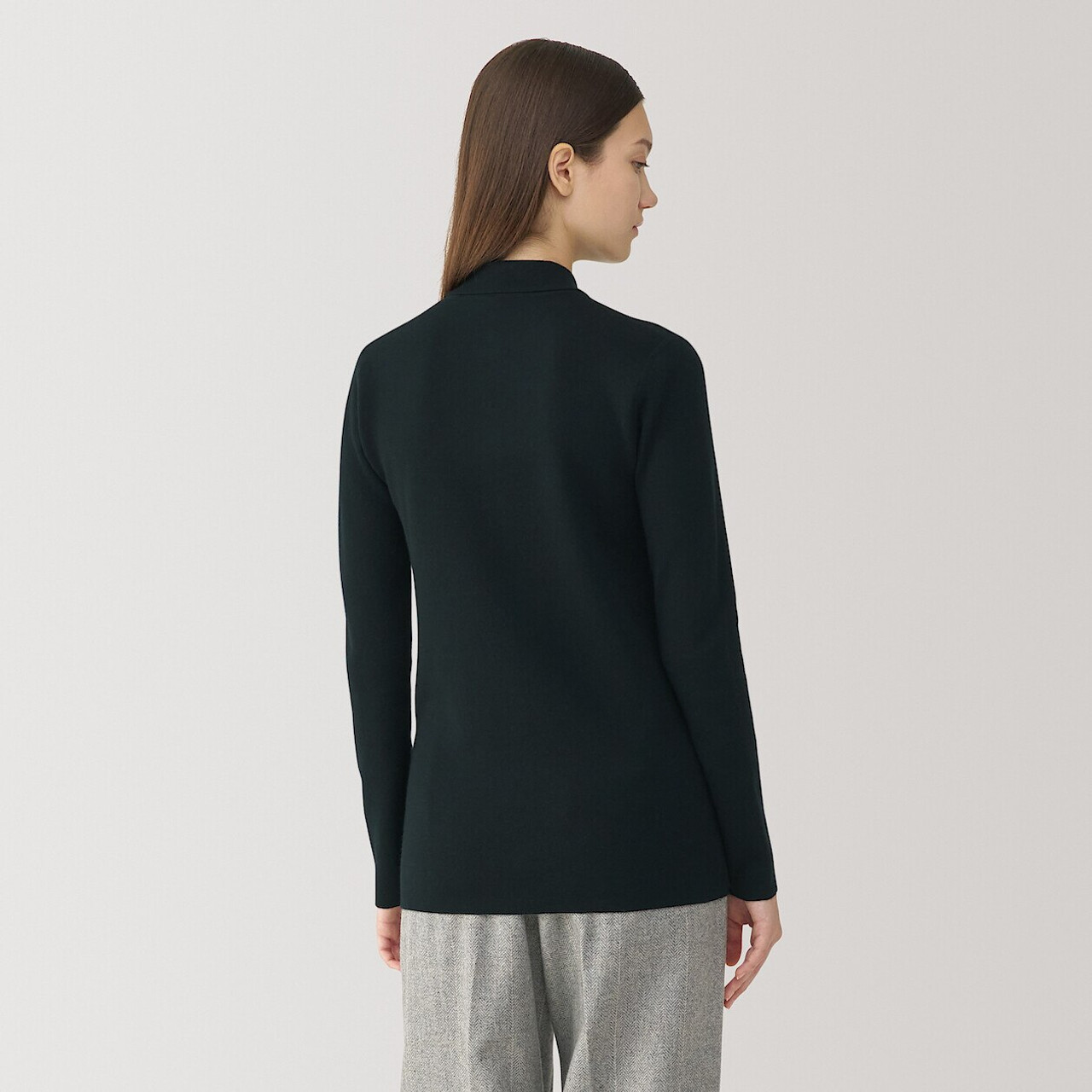 【MODERNIF】Lena double layered collar knit Women's Wool Blend Double‐Layer Knit Shirt | MUJI