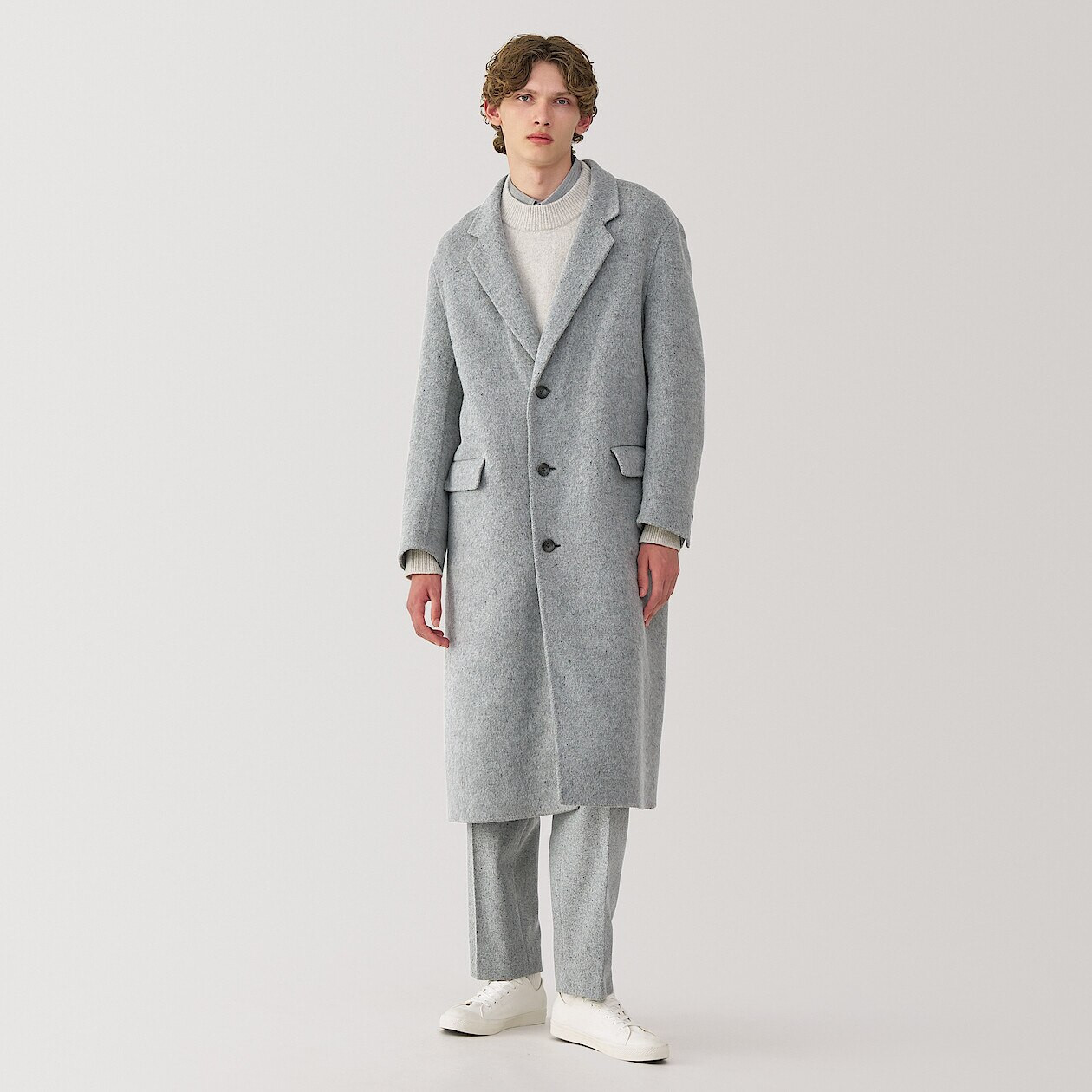 Men's Recycled Cashmere Blend Chesterfield Coat | MUJI