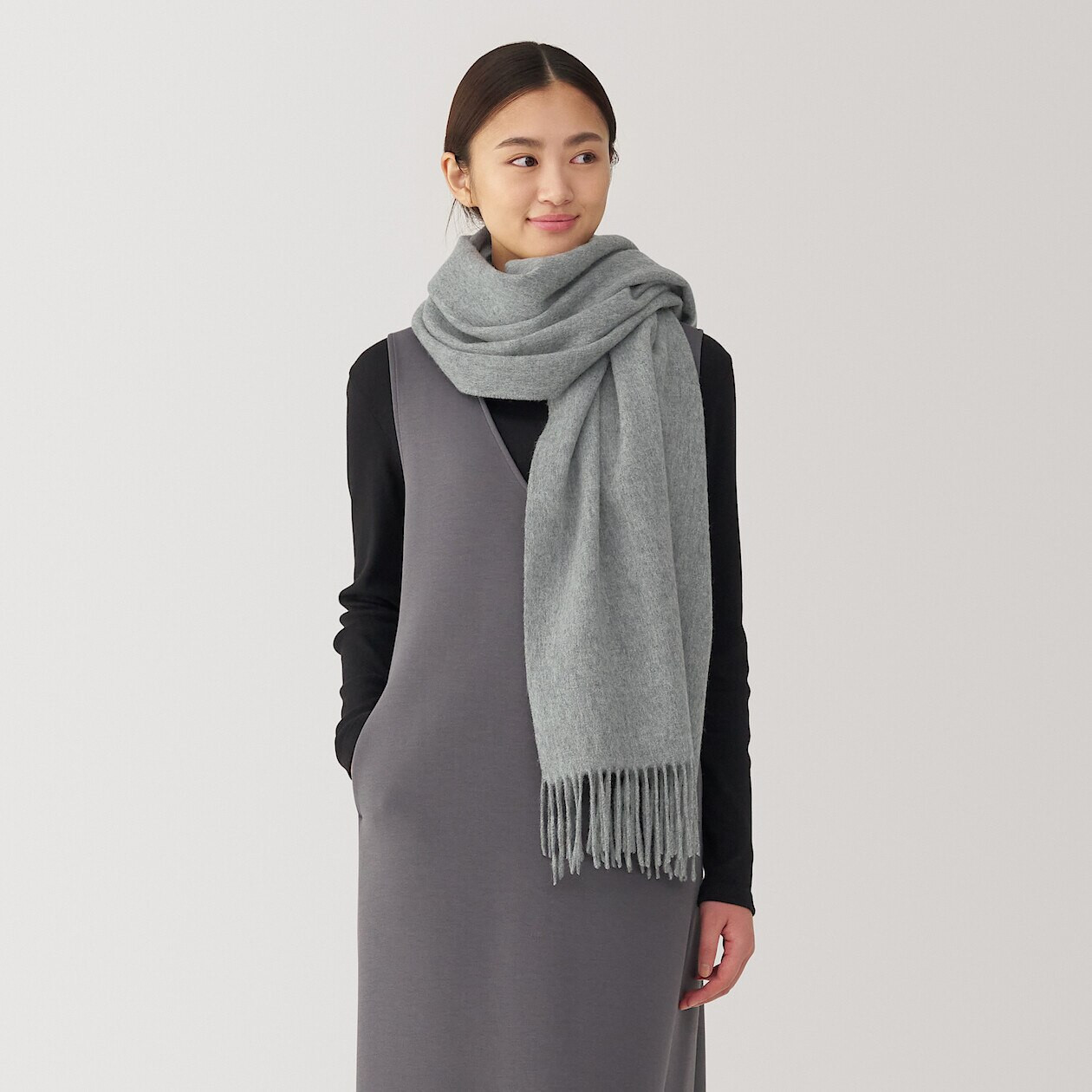 Unisex Wool Large Stole | MUJI