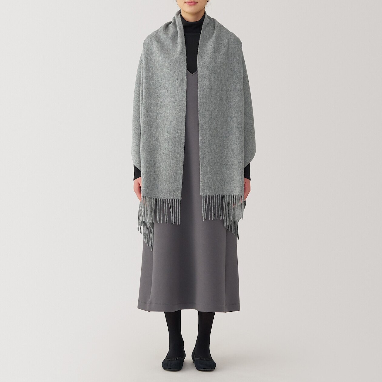 argue SQUARE WOOL GAUZE STOLE グレージュ Unisex Wool Large Stole | MUJI