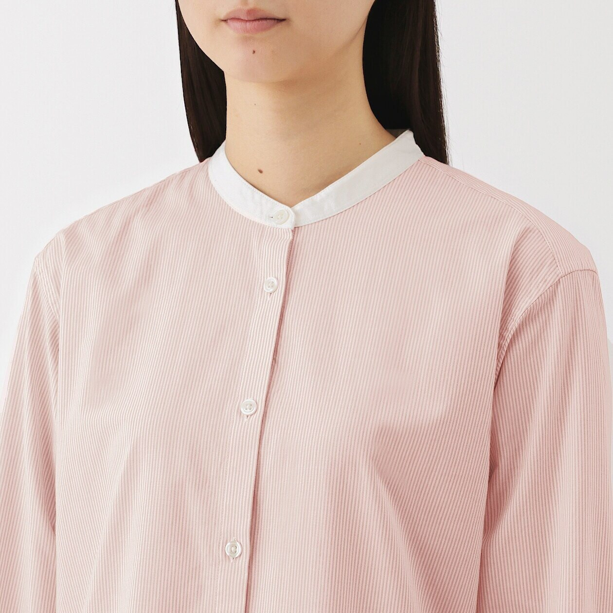 Women's Broad Cotton Stand Collar Shirt Dress | MUJI