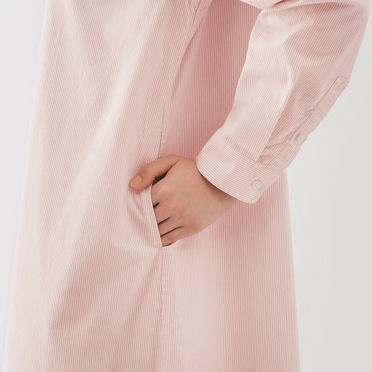 Women's Broad Cotton Stand Collar Shirt Dress | MUJI