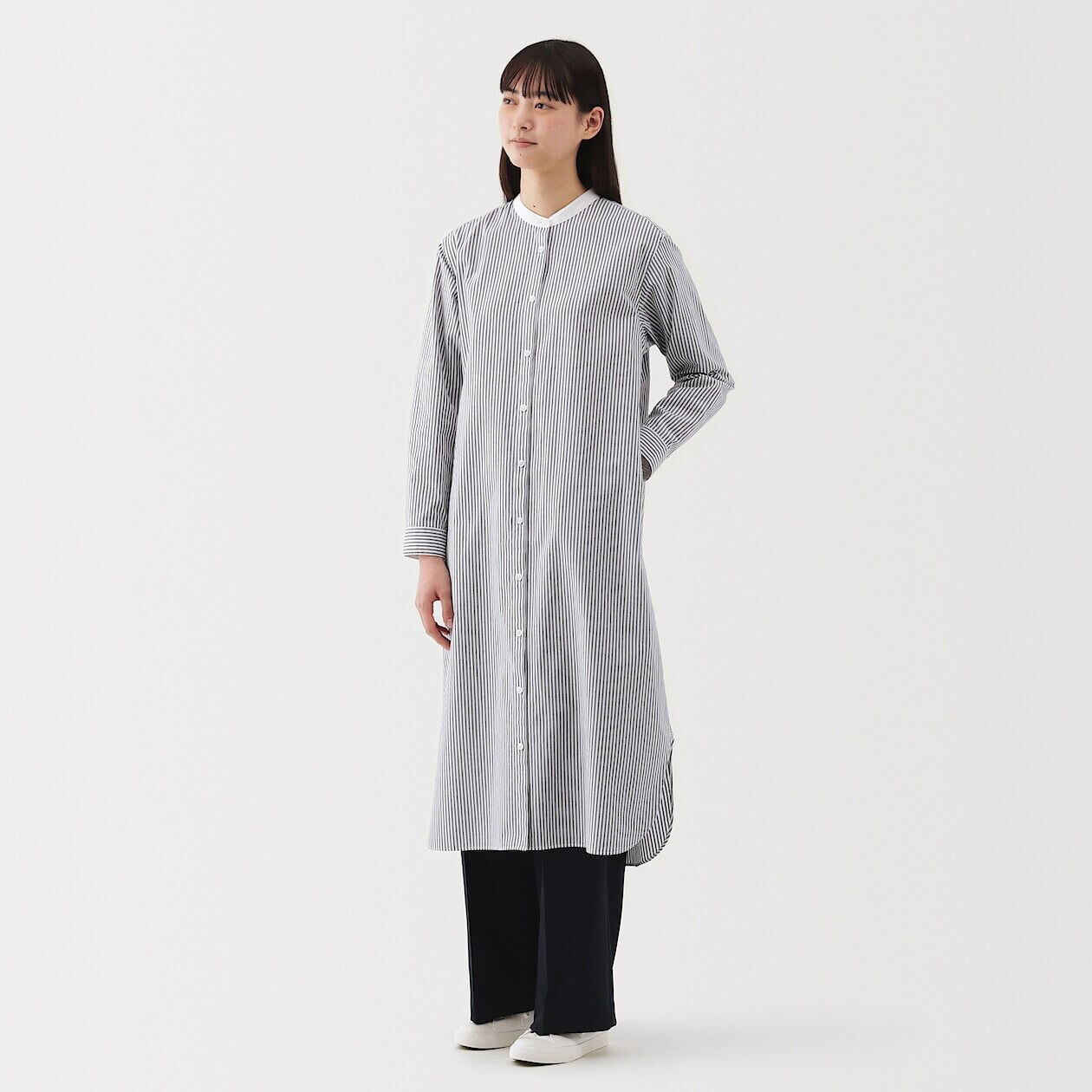 ワンピース WIRROW stand collar shirt dress Women's Broad Cotton Stand Collar Shirt Dress | MUJI