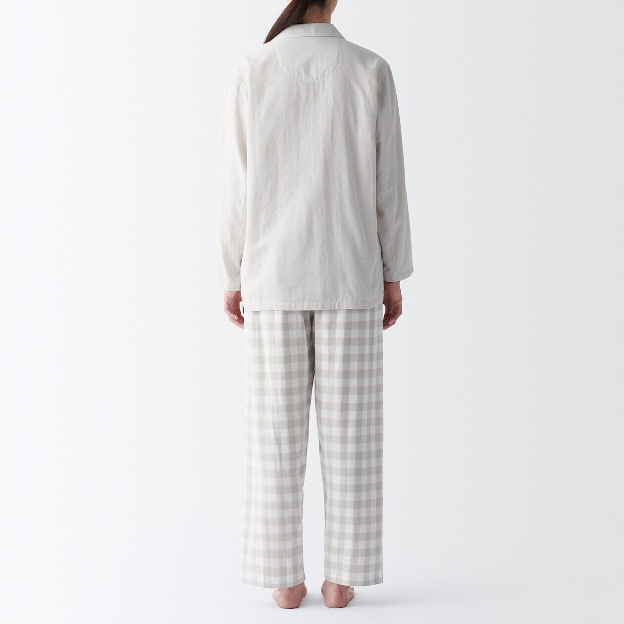 Women's Side Seamless Double Gauze Long Sleeve Collar Pyjamas MUJI