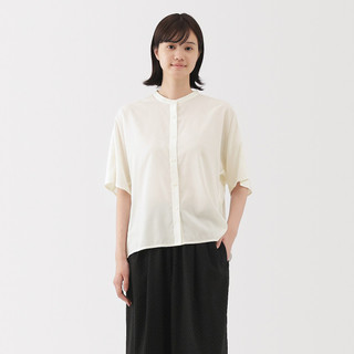 Women's Lyocell Blend Stand Collar Half Sleeve Blouse