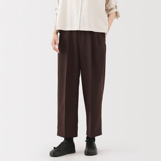 Women's Polyester Twill Pleated Wide Leg Trousers
