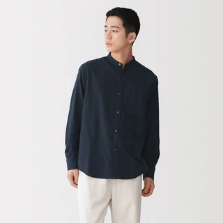 Men's Flannel Grandad Collar Shirt 