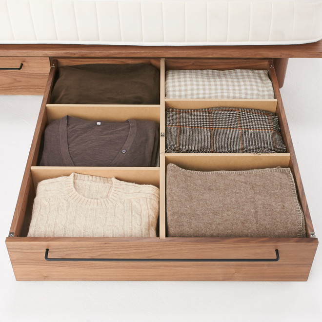 Underbed Drawer for Platform Bed Walnut‐ Small 19cm
