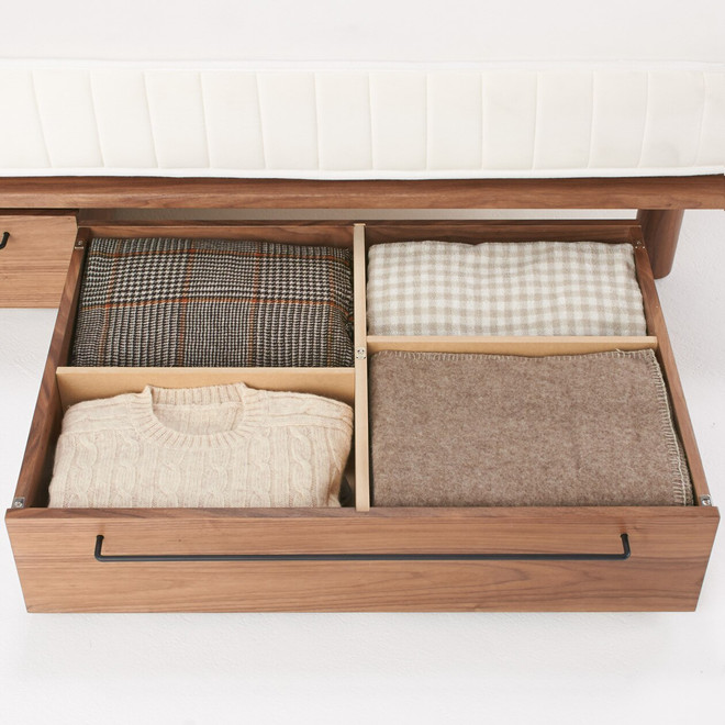 Underbed Drawer for Platform Bed Walnut‐ Small 19cm