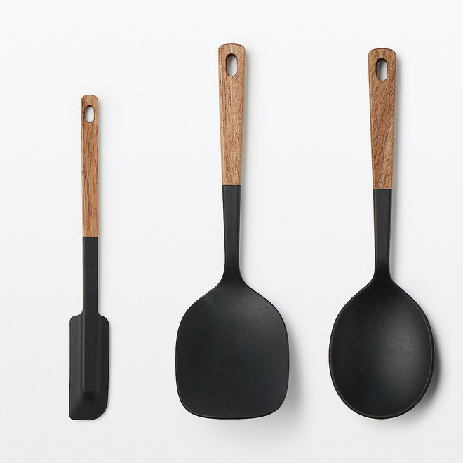 Silicone Turner & Spoon with Wooden Handle
