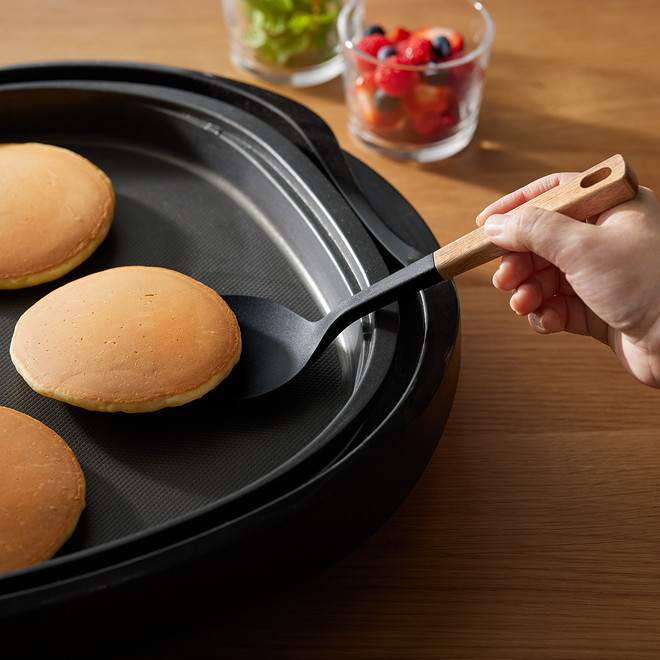 Silicone Turner & Spoon with Wooden Handle