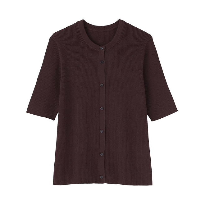 Women's High Twist Cotton Rib Short Sleeve Cardigan Women's High Twist Cotton Rib Short Sleeve Cardigan