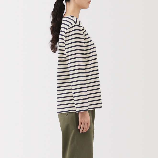 Women's Thick Cotton Boat Neck Long Sleeve T‐shirt