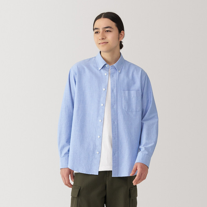 Men's Washed Oxford Button Down Long Sleeve Shirt