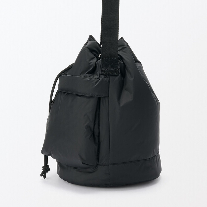 Recycled Nylon Water‐Repellent Padded Bucket Bag